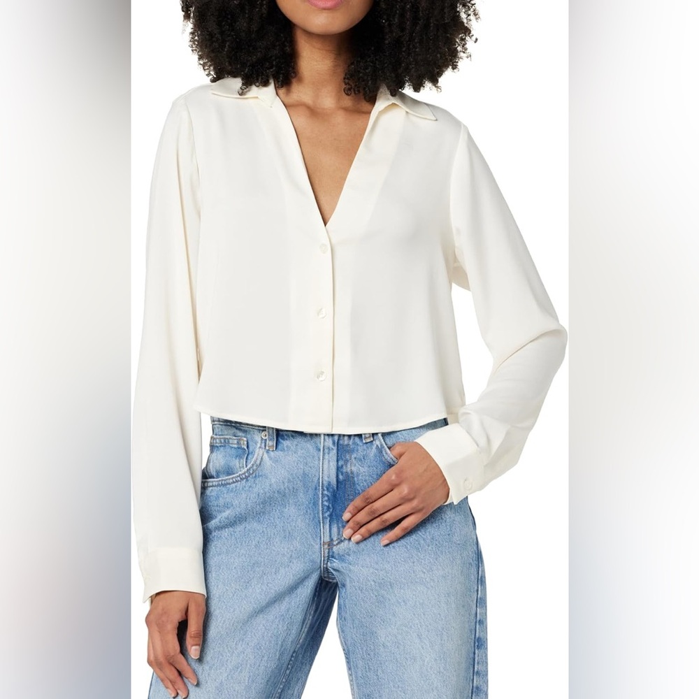 NWT The Drop Harlow Silky Cropped blouse XL
